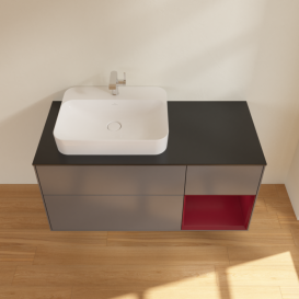 Тумба под раковину Villeroy & Boch Finion 120х50,1 см с подсветкой МДФ антрацит матовый лак/стекло черное матовое F402HBGK