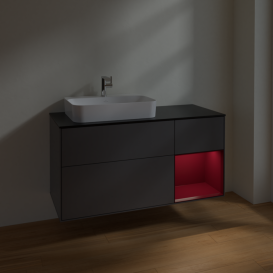 Тумба под раковину Villeroy & Boch Finion 120х50,1 см с подсветкой МДФ антрацит матовый лак/стекло черное матовое F402HBGK