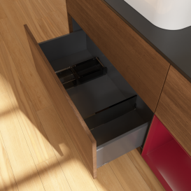 Тумба под раковину Villeroy & Boch Finion 120х50,1 см с подсветкой МДФ шпон грецкого ореха/стекло черное матовое F402HBGN