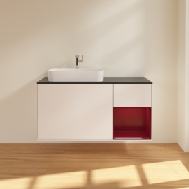 Тумба под раковину Villeroy & Boch Finion 120х50,1 см с подсветкой МДФ белый матовый лак/стекло черное матовое F402HBMT