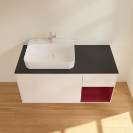 Тумба под раковину Villeroy & Boch Finion 120х50,1 см с подсветкой МДФ белый матовый лак/стекло черное матовое F402HBMT