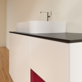 Тумба под раковину Villeroy & Boch Finion 120х50,1 см с подсветкой МДФ белый матовый лак/стекло черное матовое F402HBMT