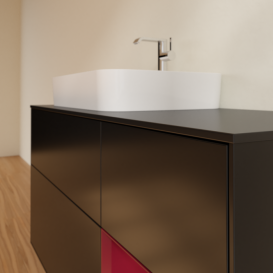 Тумба под раковину Villeroy & Boch Finion 120х50,1 см с подсветкой МДФ черный матовый лак/стекло черное матовое F402HBPD