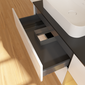 Тумба под раковину Villeroy & Boch Finion 120х50,1 см с подсветкой МДФ глянцевый белый лак/стекло черное матовое F402HFGF