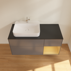 Тумба под раковину Villeroy & Boch Finion 120х50,1 см с подсветкой МДФ антрацит матовый лак/стекло черное матовое F402HFGK