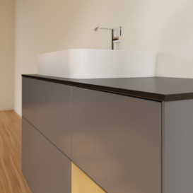 Тумба под раковину Villeroy & Boch Finion 120х50,1 см с подсветкой МДФ антрацит матовый лак/стекло черное матовое F402HFGK