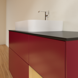 Тумба под раковину Villeroy & Boch Finion 120х50,1 см с подсветкой МДФ пион матовый лак/стекло черное матовое F402HFHB