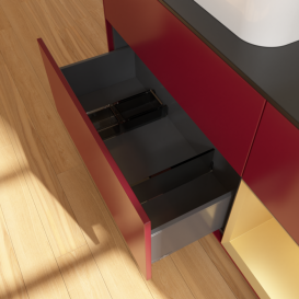 Тумба под раковину Villeroy & Boch Finion 120х50,1 см с подсветкой МДФ пион матовый лак/стекло черное матовое F402HFHB