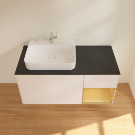 Тумба под раковину Villeroy & Boch Finion 120х50,1 см с подсветкой МДФ белый матовый лак/стекло черное матовое F402HFMT