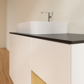 Тумба под раковину Villeroy & Boch Finion 120х50,1 см с подсветкой МДФ белый матовый лак/стекло черное матовое F402HFMT