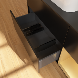 Тумба под раковину Villeroy & Boch Finion 120х50,1 см с подсветкой МДФ черный матовый лак/стекло черное матовое F402HFPD