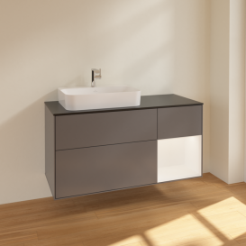 Тумба под раковину Villeroy & Boch Finion 120х50,1 см с подсветкой МДФ антрацит матовый лак/стекло черное матовое F402MTGK