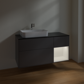 Тумба под раковину Villeroy & Boch Finion 120х50,1 см с подсветкой МДФ антрацит матовый лак/стекло черное матовое F402MTGK