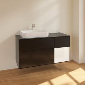 Тумба під раковину Villeroy & Boch Finion 120х50,1 см із підсвічуванням МДФ чорний матовий лак/скло чорне матове F402MTPD