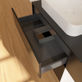 Тумба під раковину Villeroy & Boch Finion 120х50,1 см із підсвічуванням МДФ чорний матовий лак/скло чорне матове F402MTPD