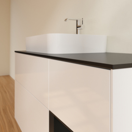 Тумба под раковину Villeroy & Boch Finion 120х50,1 см с подсветкой МДФ глянцевый белый лак/стекло черное матовое F402PDGF