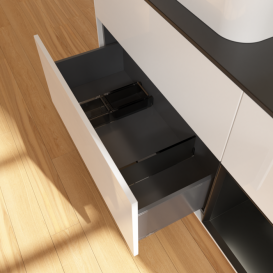 Тумба под раковину Villeroy & Boch Finion 120х50,1 см с подсветкой МДФ глянцевый белый лак/стекло черное матовое F402PDGF