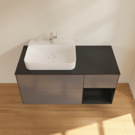 Тумба под раковину Villeroy & Boch Finion 120х50,1 см с подсветкой МДФ антрацит матовый лак/стекло черное матовое F402PDGK