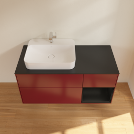 Тумба під раковину Villeroy & Boch Finion 120х50,1 см з підсвічуванням МДФ півонія матовий лак/скло чорне матове F402PDHB