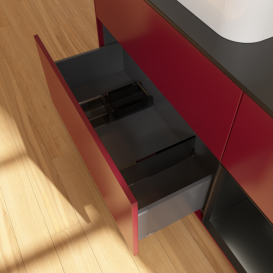 Тумба под раковину Villeroy & Boch Finion 120х50,1 см с подсветкой МДФ пион матовый лак/стекло черное матовое F402PDHB