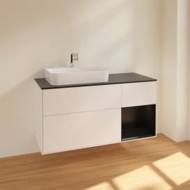 Тумба под раковину Villeroy & Boch Finion 120х50,1 см с подсветкой МДФ белый матовый лак/стекло черное матовое F402PDMT