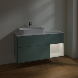 Тумба под раковину Villeroy & Boch Finion 120х50,1 см с подсветкой МДФ оливковый матовый лак/стекло белое матовое F401GFGM