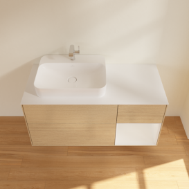 Тумба под раковину Villeroy & Boch Finion 120х50,1 см с подсветкой МДФ шпон дуба/стекло белое матовое F401GFPC