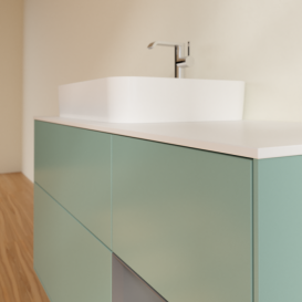 Тумба під раковину Villeroy & Boch Finion 120х50,1 см із підсвічуванням МДФ оливковий матовий лак/скло біле матове F401GKGM