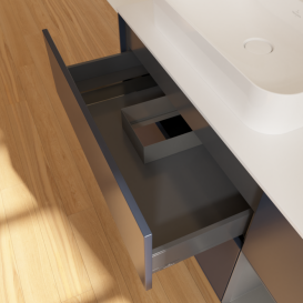 Тумба под раковину Villeroy & Boch Finion 120х50,1 см с подсветкой МДФ темно-синий матовый лак/стекло белое матовое F401GKHG