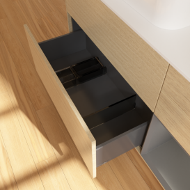 Тумба под раковину Villeroy & Boch Finion 120х50,1 см с подсветкой МДФ шпон дуба/стекло белое матовое F401GKPC