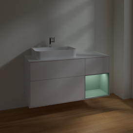 Тумба под раковину Villeroy & Boch Finion 120х50,1 см с подсветкой МДФ глянцевый белый лак/стекло белое матовое F401GMGF