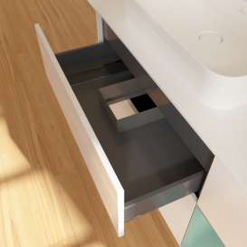 Тумба под раковину Villeroy & Boch Finion 120х50,1 см с подсветкой МДФ глянцевый белый лак/стекло белое матовое F401GMGF