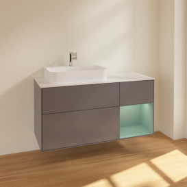 Тумба под раковину Villeroy & Boch Finion 120х50,1 см с подсветкой МДФ антрацит матовый лак/стекло белое матовое F401GMGK