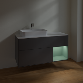 Тумба под раковину Villeroy & Boch Finion 120х50,1 см с подсветкой МДФ антрацит матовый лак/стекло белое матовое F401GMGK