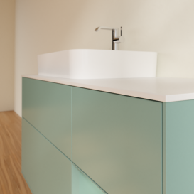 Тумба під раковину Villeroy & Boch Finion 120х50,1 см із підсвічуванням МДФ оливковий матовий лак/скло біле матове F401GMGM