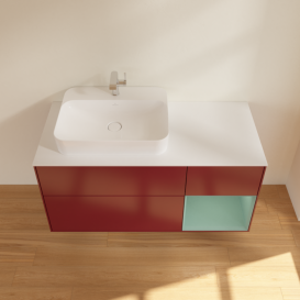 Тумба під раковину Villeroy & Boch Finion 120х50,1 см із підсвічуванням МДФ півонія матовий лак/скло біле матове F401GMHB