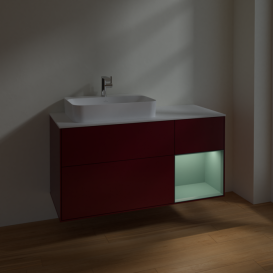 Тумба під раковину Villeroy & Boch Finion 120х50,1 см із підсвічуванням МДФ півонія матовий лак/скло біле матове F401GMHB