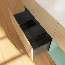 Тумба под раковину Villeroy & Boch Finion 120х50,1 см с подсветкой МДФ шпон дуба/стекло белое матовое F401GMPC