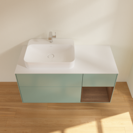 Тумба под раковину Villeroy & Boch Finion 120х50,1 см с подсветкой МДФ оливковый матовый лак/стекло белое матовое F401GNGM