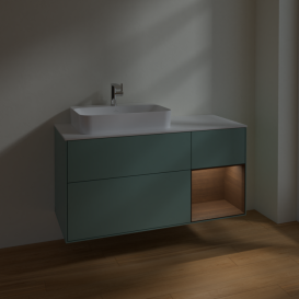Тумба под раковину Villeroy & Boch Finion 120х50,1 см с подсветкой МДФ оливковый матовый лак/стекло белое матовое F401GNGM