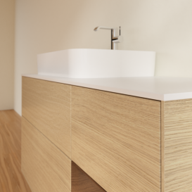 Тумба под раковину Villeroy & Boch Finion 120х50,1 см с подсветкой МДФ шпон дуба/стекло белое матовое F401GNPC