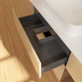 Тумба под раковину Villeroy & Boch Finion 120х50,1 см с подсветкой МДФ шпон дуба/стекло белое матовое F401GNPC