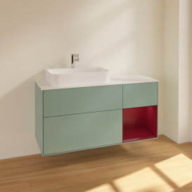 Тумба под раковину Villeroy & Boch Finion 120х50,1 см с подсветкой МДФ оливковый матовый лак/стекло белое матовое F401HBGM