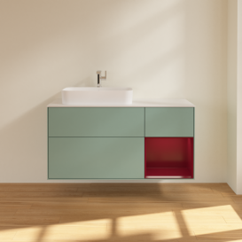 Тумба под раковину Villeroy & Boch Finion 120х50,1 см с подсветкой МДФ оливковый матовый лак/стекло белое матовое F401HBGM