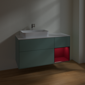 Тумба под раковину Villeroy & Boch Finion 120х50,1 см с подсветкой МДФ оливковый матовый лак/стекло белое матовое F401HBGM