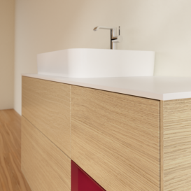 Тумба под раковину Villeroy & Boch Finion 120х50,1 см с подсветкой МДФ шпон дуба/стекло белое матовое F401HBPC