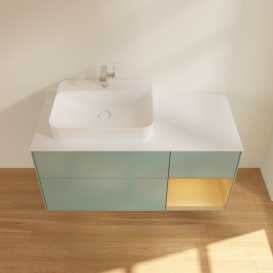 Тумба под раковину Villeroy & Boch Finion 120х50,1 см с подсветкой МДФ оливковый матовый лак/стекло белое матовое F401HFGM