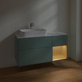 Тумба под раковину Villeroy & Boch Finion 120х50,1 см с подсветкой МДФ оливковый матовый лак/стекло белое матовое F401HFGM