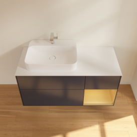 Тумба под раковину Villeroy & Boch Finion 120х50,1 см с подсветкой МДФ темно-синий матовый лак/стекло белое матовое F401HFHG