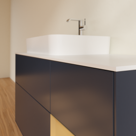 Тумба под раковину Villeroy & Boch Finion 120х50,1 см с подсветкой МДФ темно-синий матовый лак/стекло белое матовое F401HFHG